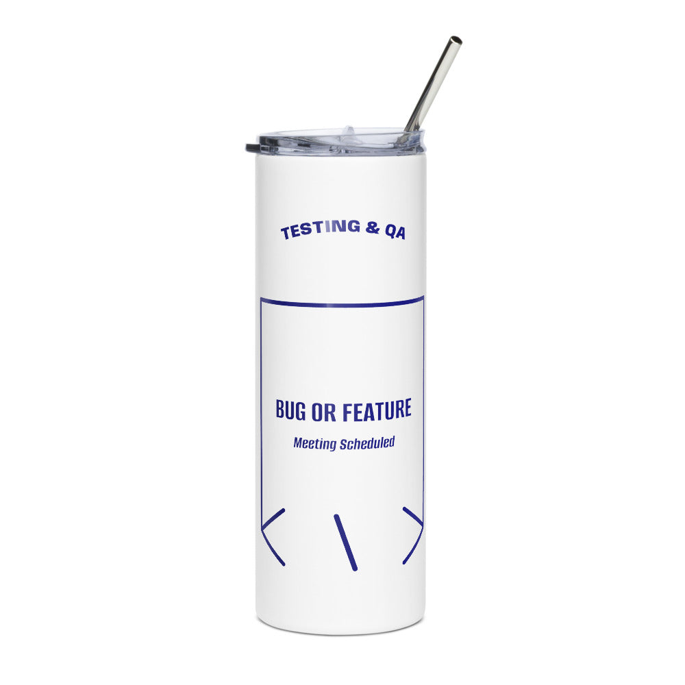 Bug Or Feature — White Navy back mockup (20 oz)