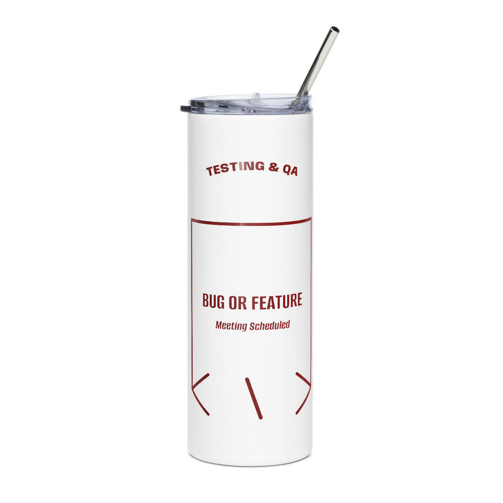 Bug Or Feature — White Maroon back mockup (20 oz)