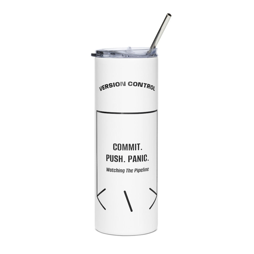 Commit. Push. Panic. — White Black back mockup (20 oz)