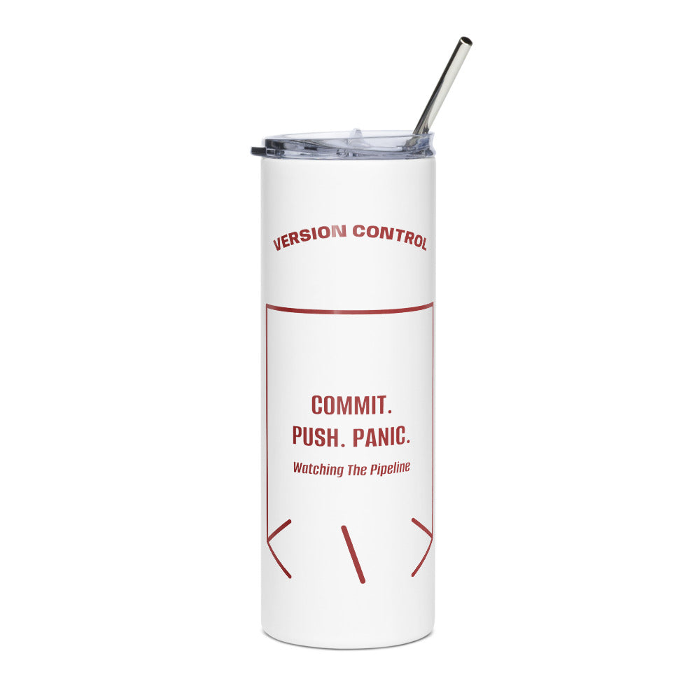 Commit. Push. Panic. — White Brown back mockup (20 oz)