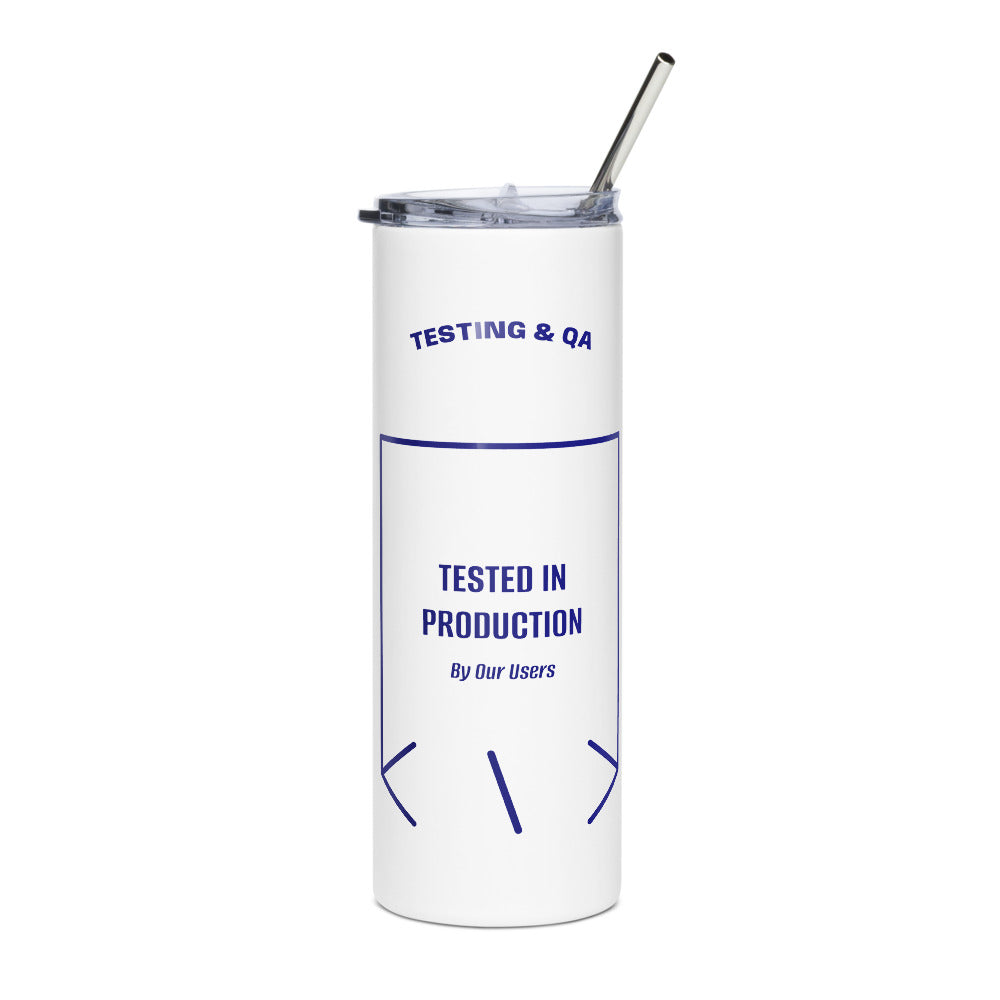 Tested In Production — White Navy back mockup (20 oz)