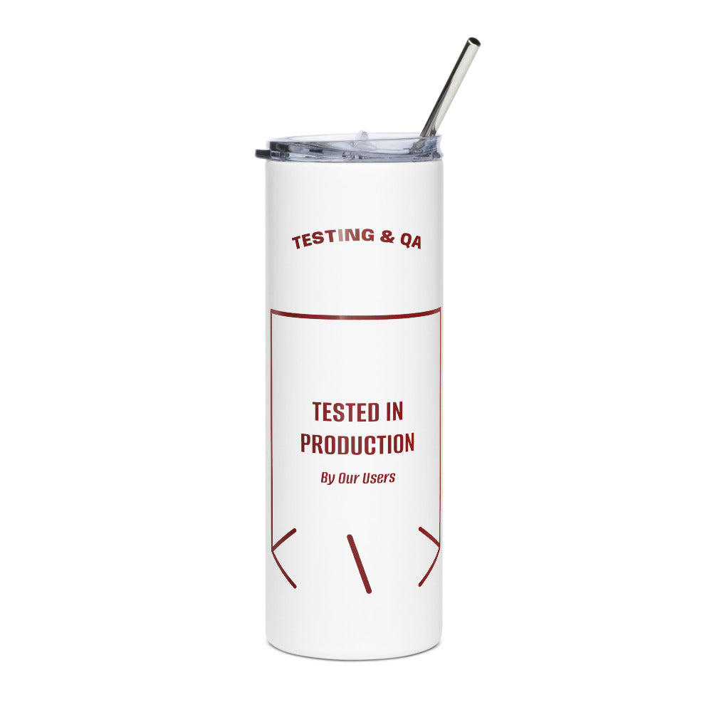 Tested In Production — White Maroon back mockup (20 oz)