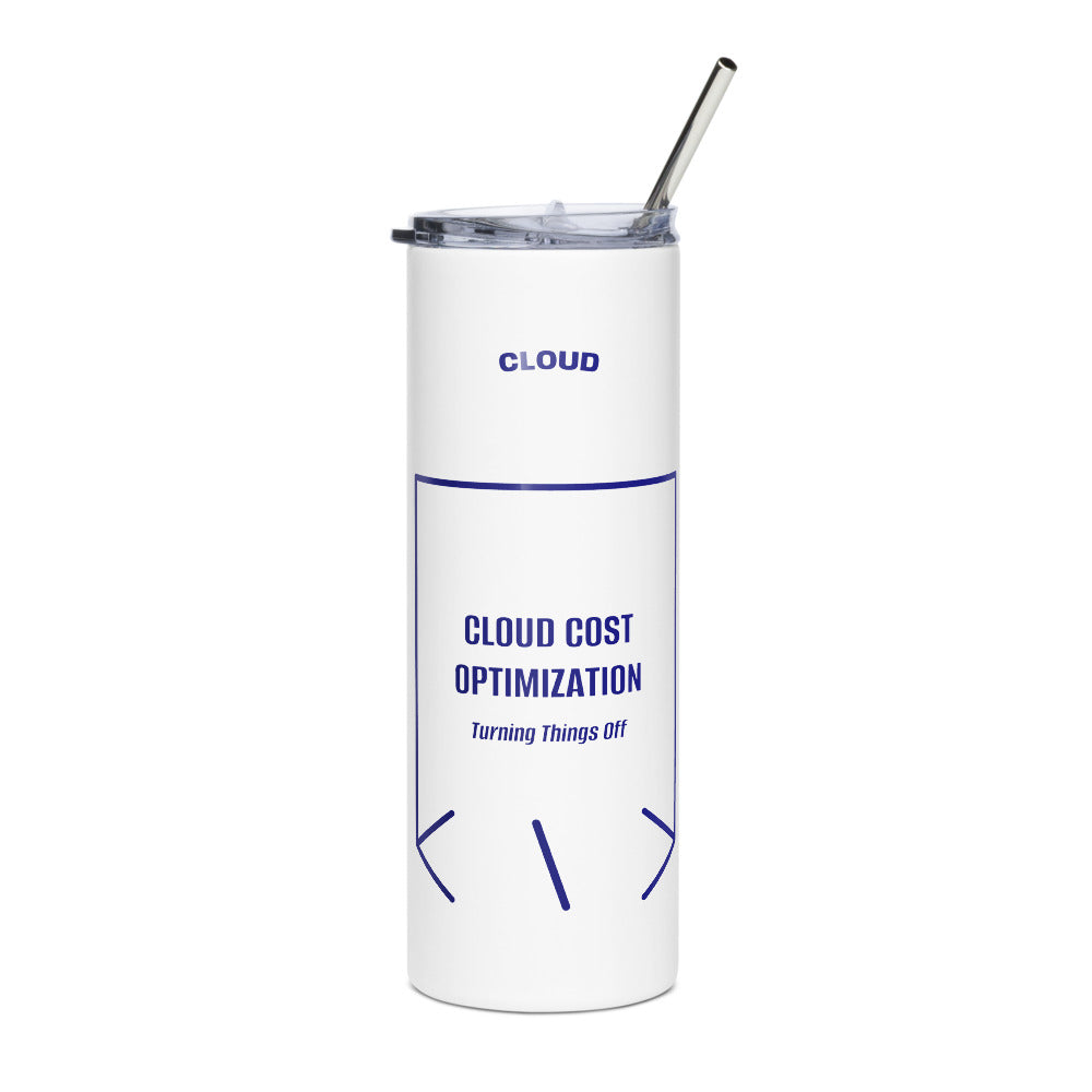 Cloud Cost Optimization — White Navy back mockup (20 oz)