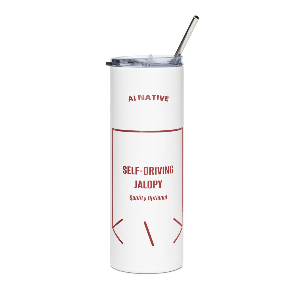 Self-Driving Jalopy — White Brown back mockup (20 oz)