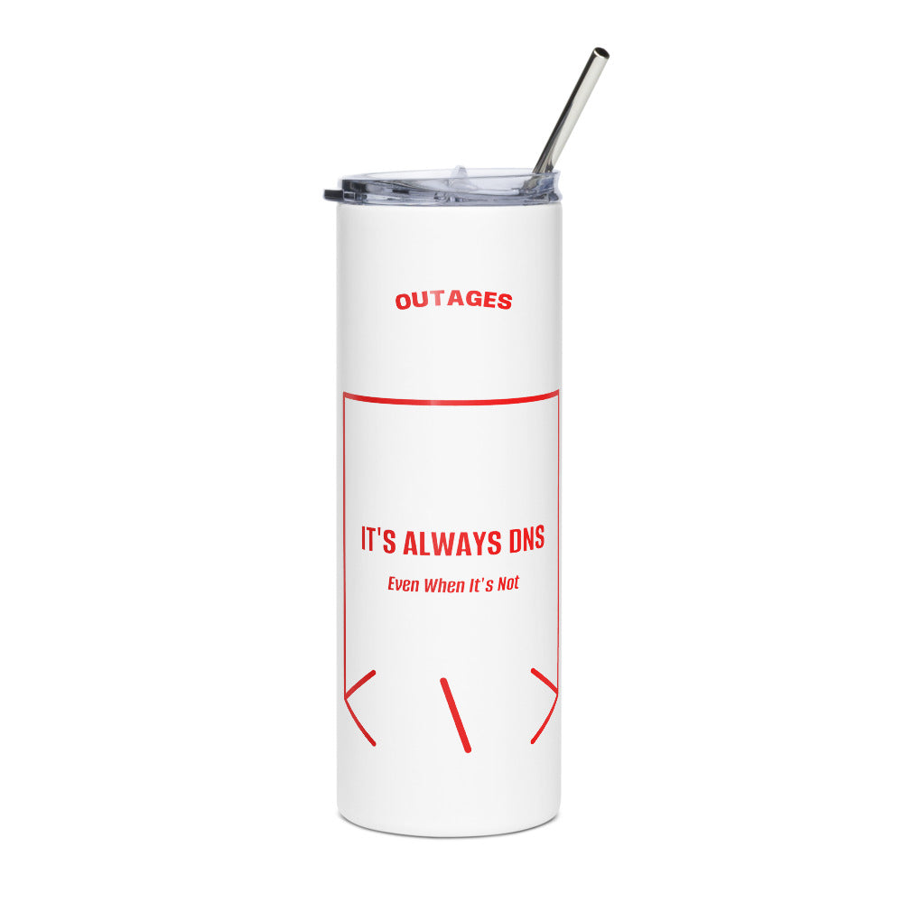 It's Always DNS — White Red back mockup (20 oz)