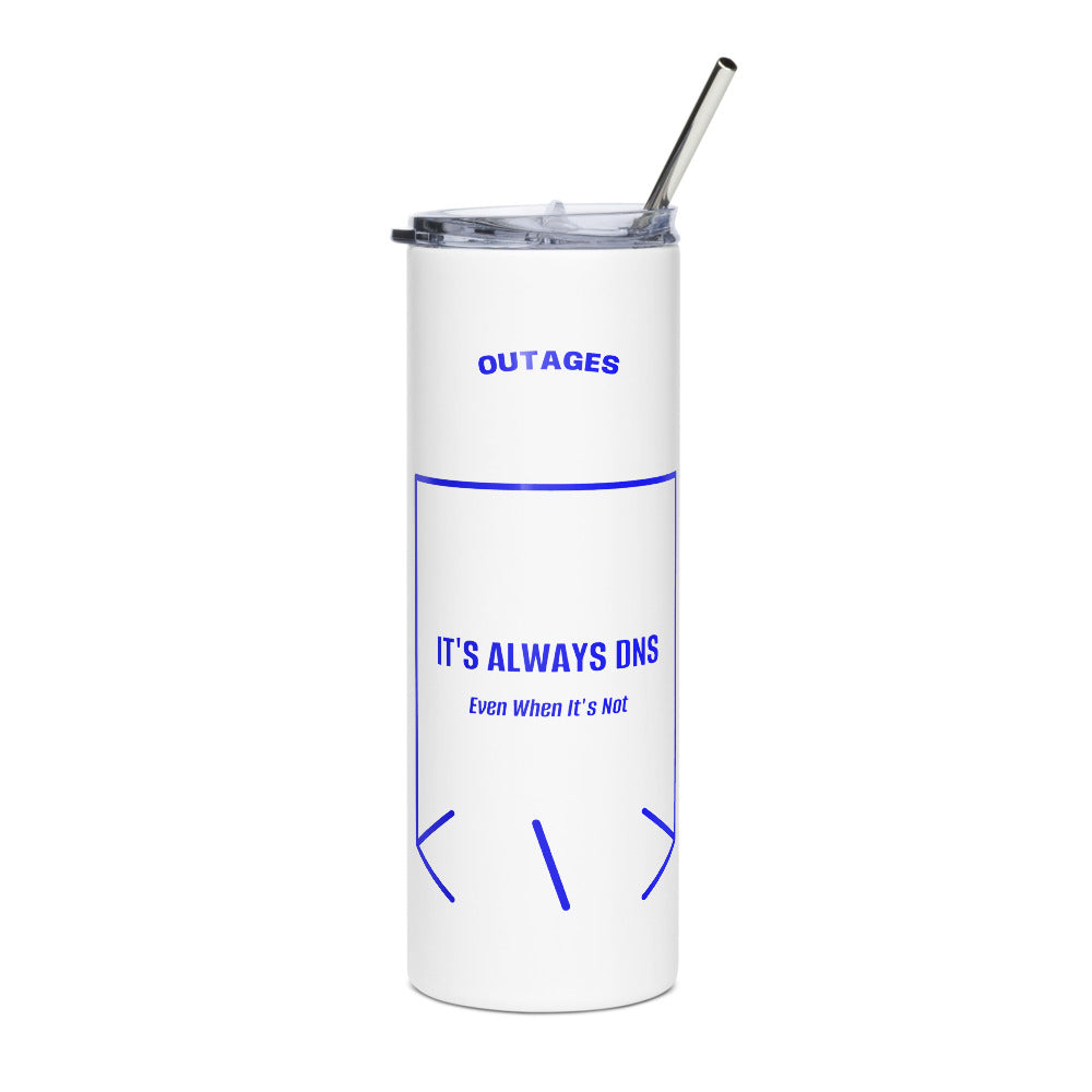 It's Always DNS — White Blue back mockup (20 oz)
