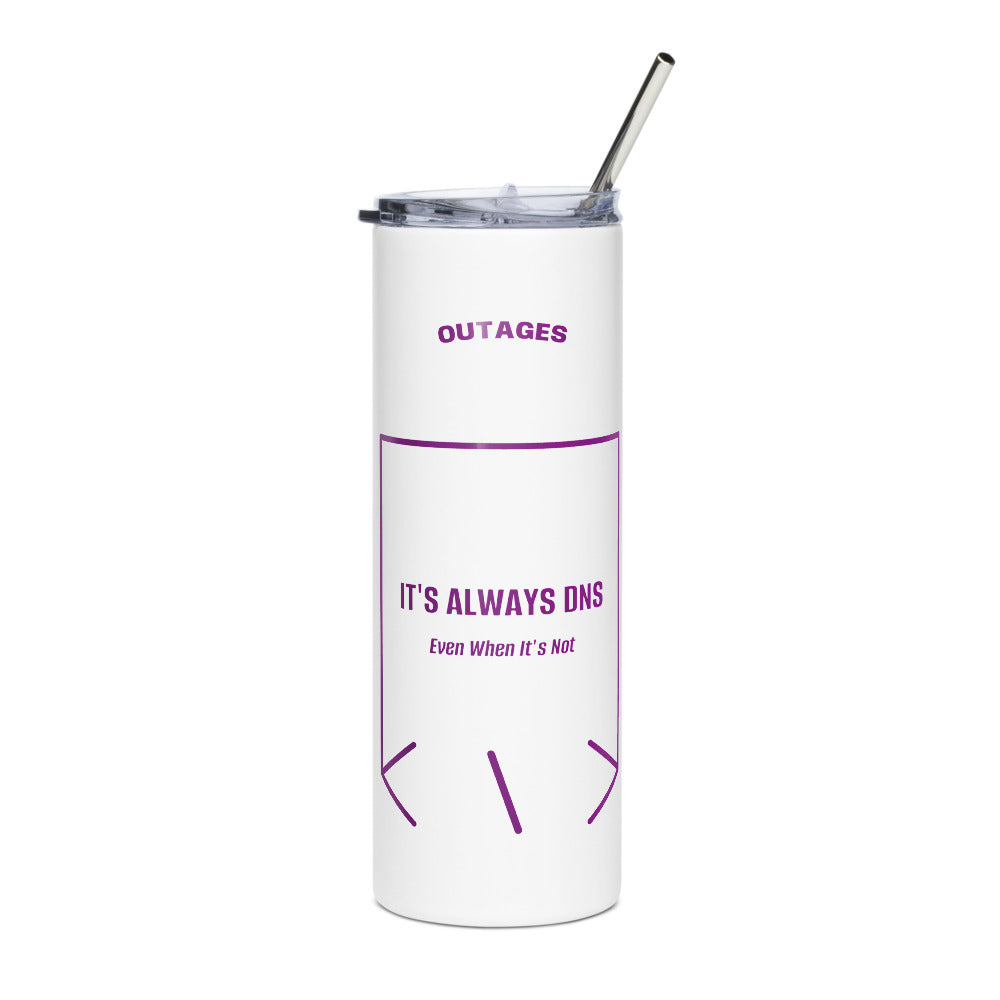 It's Always DNS — White Purple back mockup (20 oz)