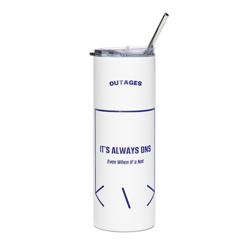 It's Always DNS — White Navy back mockup (20 oz)