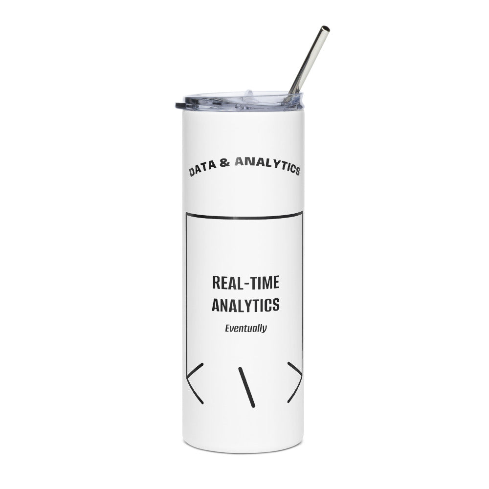 Real-Time Analytics — White Black back mockup (20 oz)