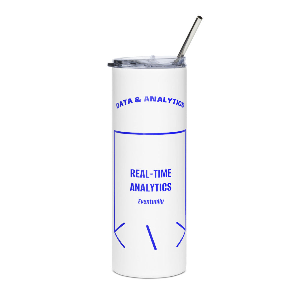 Real-Time Analytics — White Blue back mockup (20 oz)