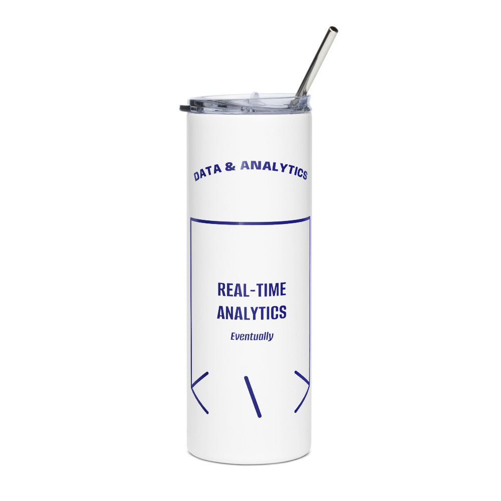 Real-Time Analytics — White Navy back mockup (20 oz)