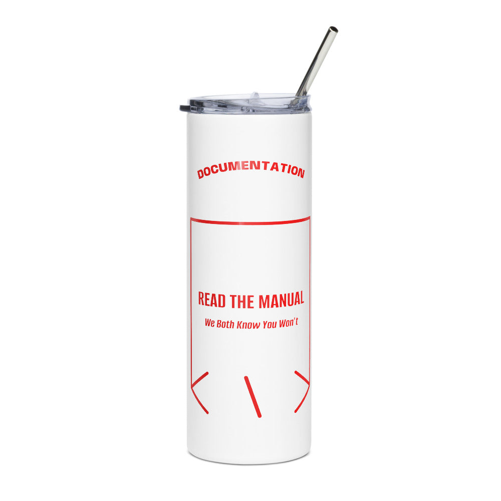 Read The Manual — White Red back mockup (20 oz)