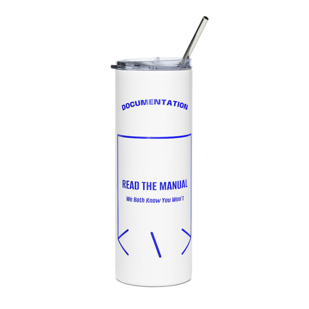 Read The Manual — White Blue back mockup (20 oz)