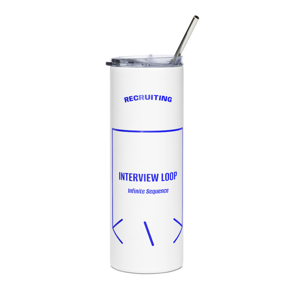 Interview Loop — White Blue back mockup (20 oz)