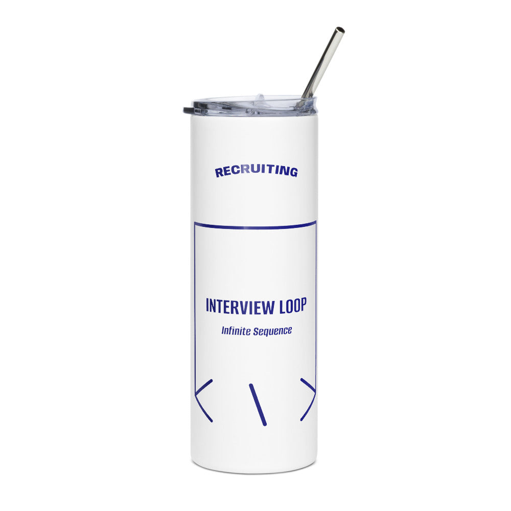 Interview Loop — White Navy back mockup (20 oz)