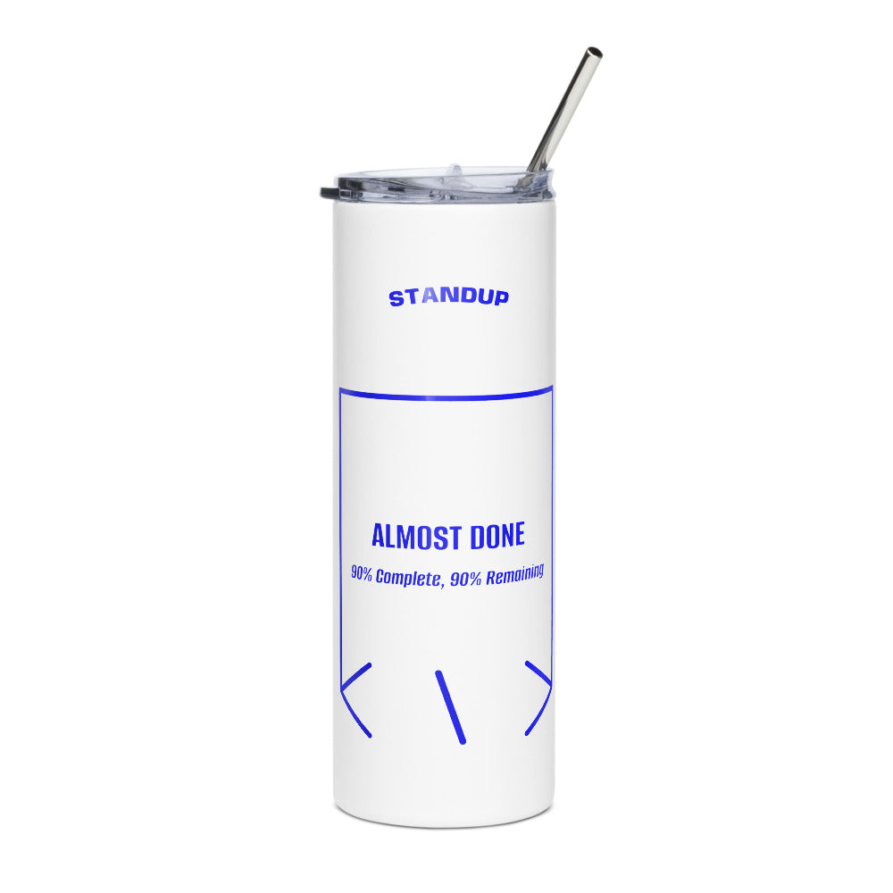 Almost Done — White Blue back mockup (20 oz)