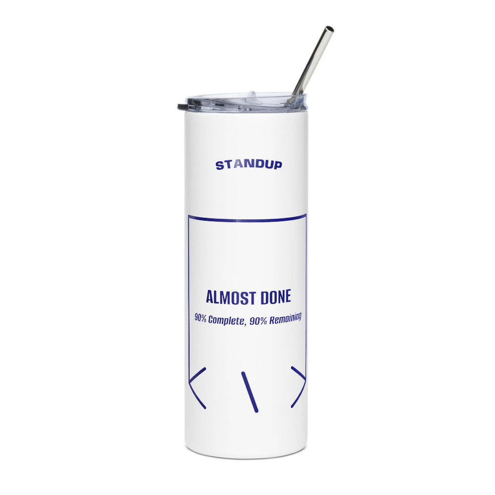 Almost Done — White Navy back mockup (20 oz)