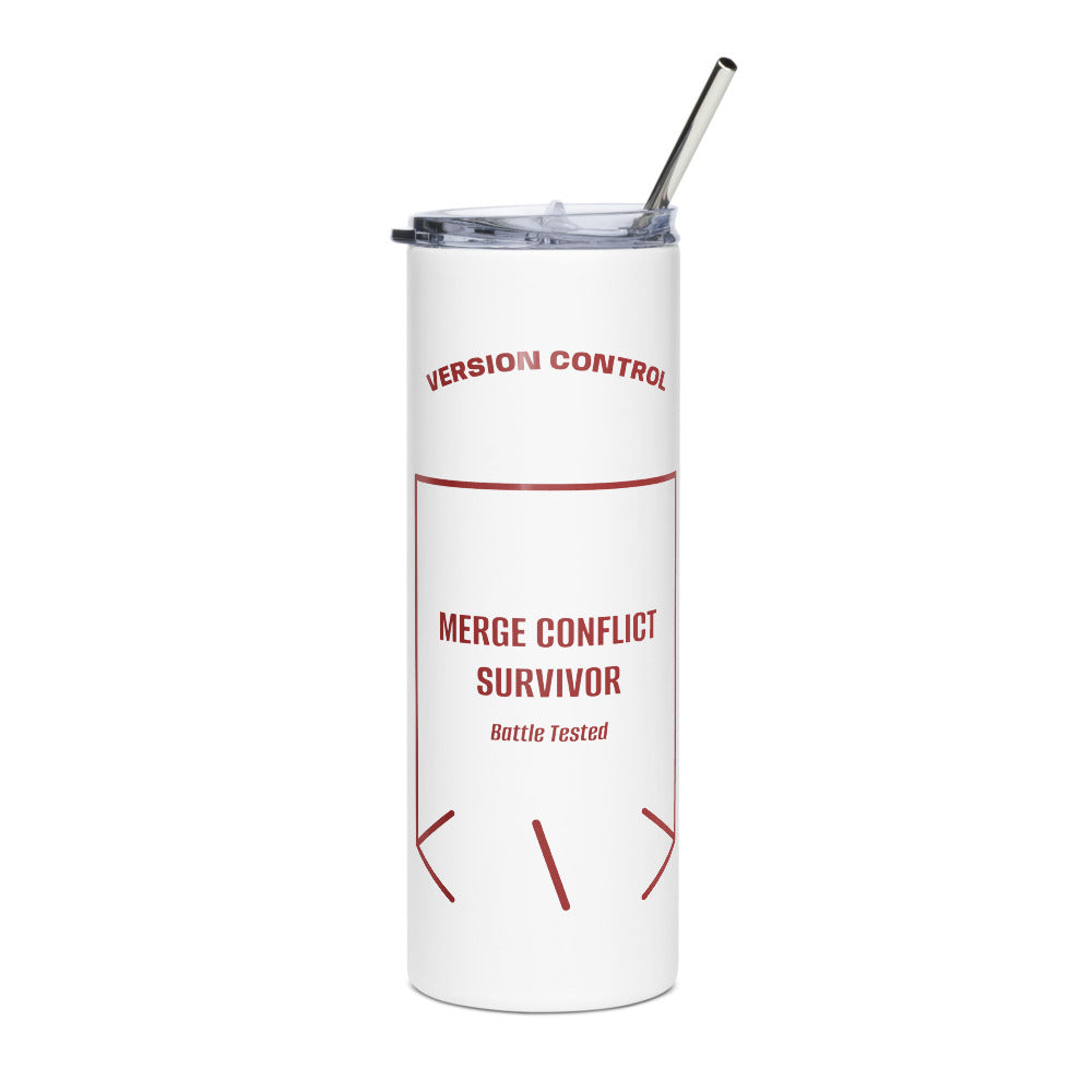 Merge Conflict Survivor — White Brown back mockup (20 oz)