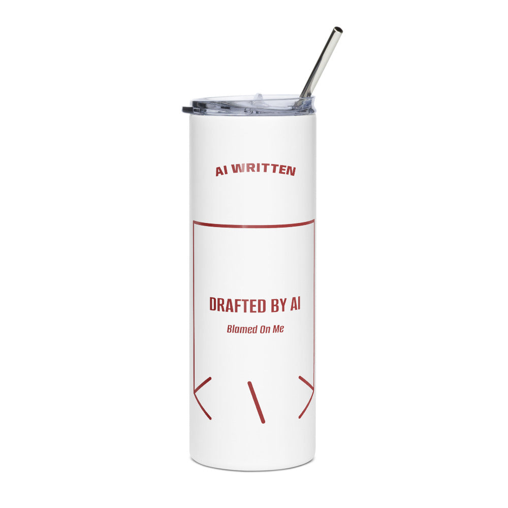 Drafted By AI — White Brown back mockup (20 oz)