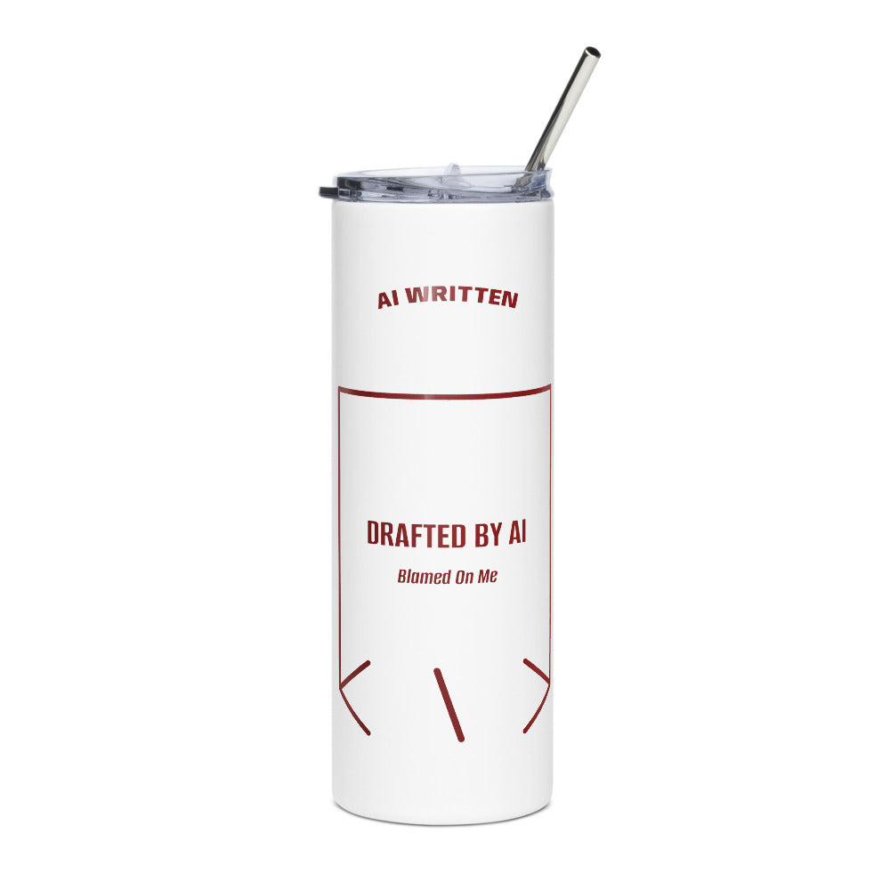 Drafted By AI — White Maroon back mockup (20 oz)