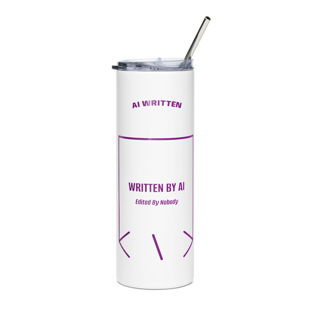 Written By AI — White Purple back mockup (20 oz)