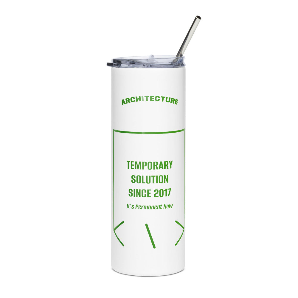 Temporary Solution Since 2017 — White Green back mockup (20 oz)