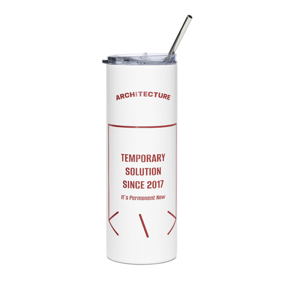 Temporary Solution Since 2017 — White Brown back mockup (20 oz)