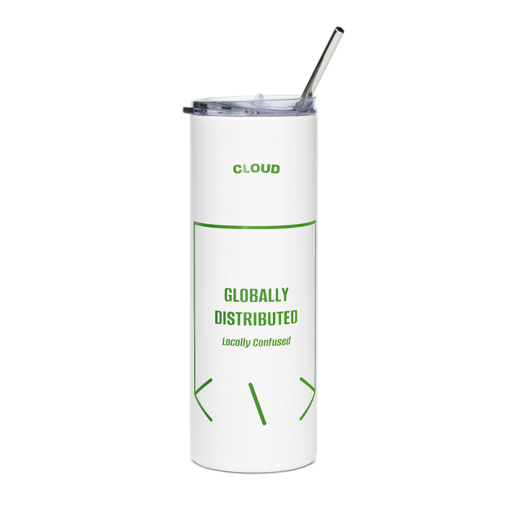 Globally Distributed — White Green back mockup (20 oz)