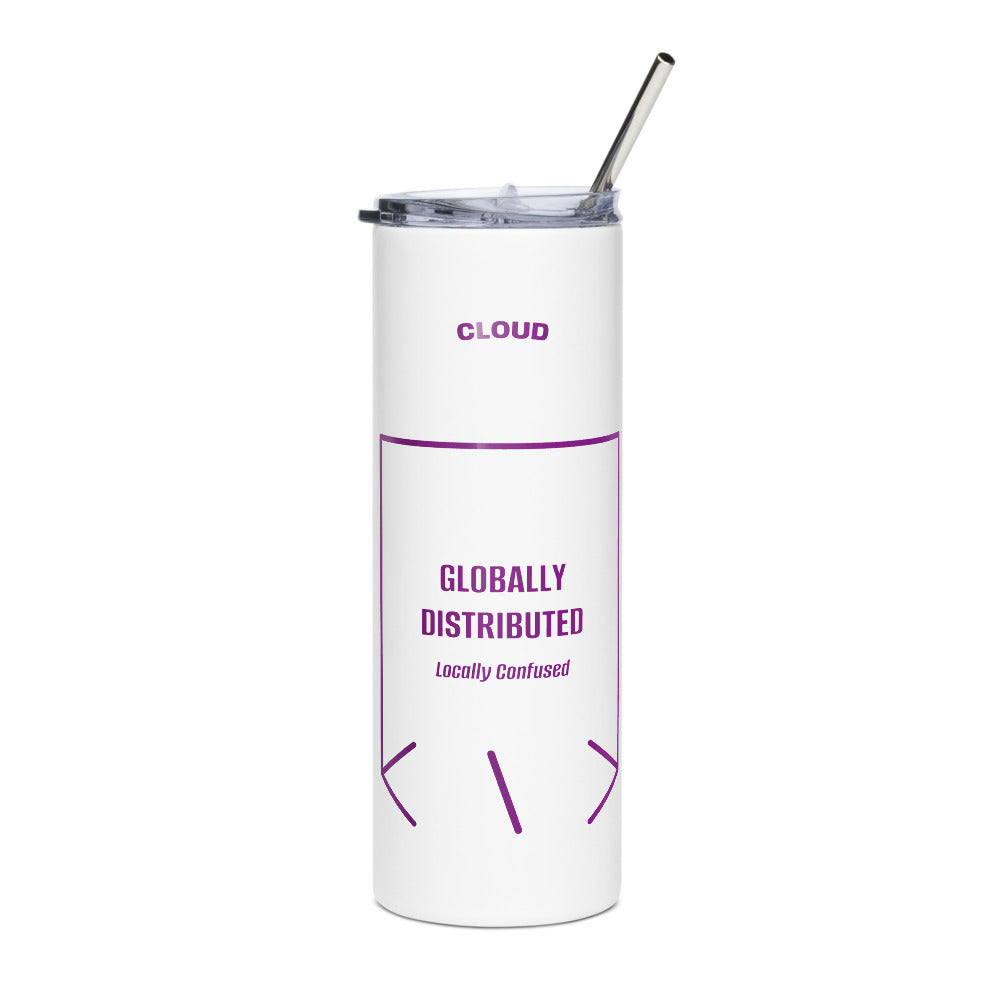 Globally Distributed — White Purple back mockup (20 oz)