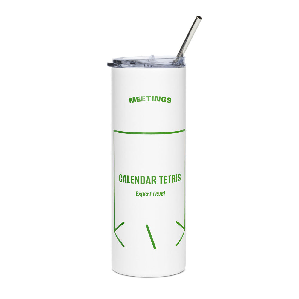 Calendar Tetris — White Green back mockup (20 oz)