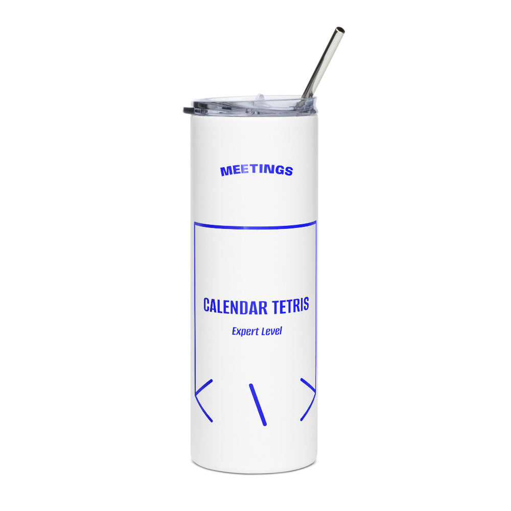 Calendar Tetris — White Blue back mockup (20 oz)