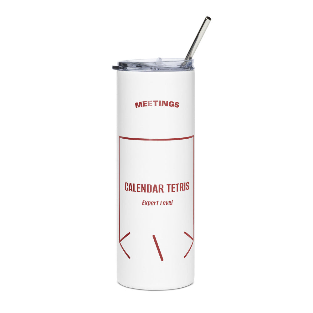 Calendar Tetris — White Brown back mockup (20 oz)