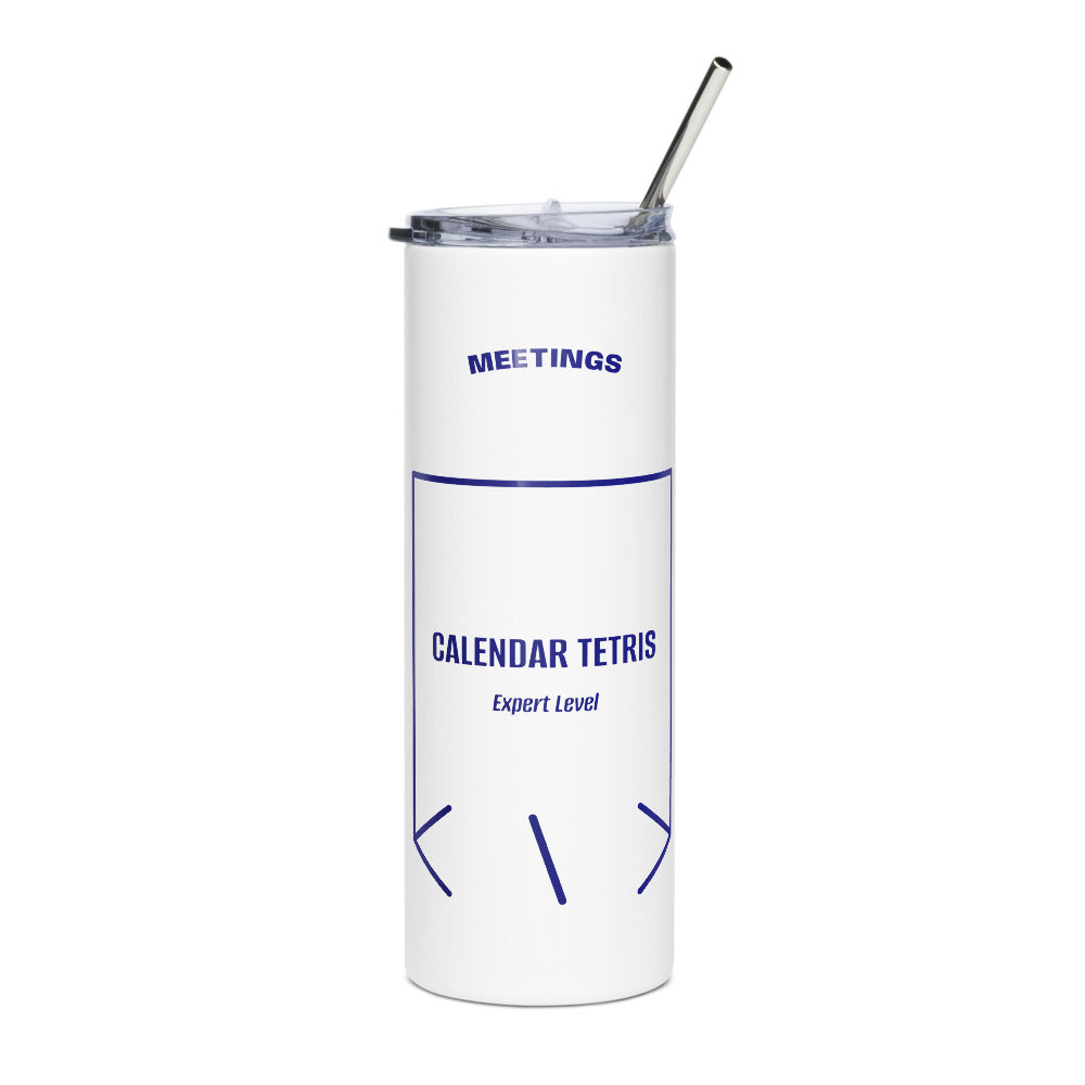 Calendar Tetris — White Navy back mockup (20 oz)