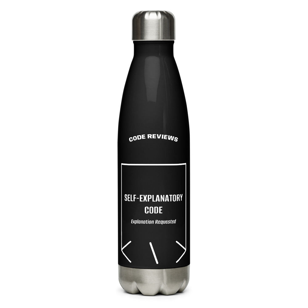 Self-Explanatory Code — Black White back mockup (17 oz)