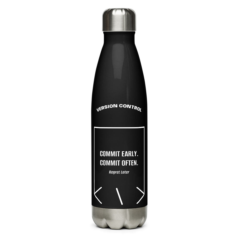 Commit Early. Commit Often. — Black White back mockup (17 oz)