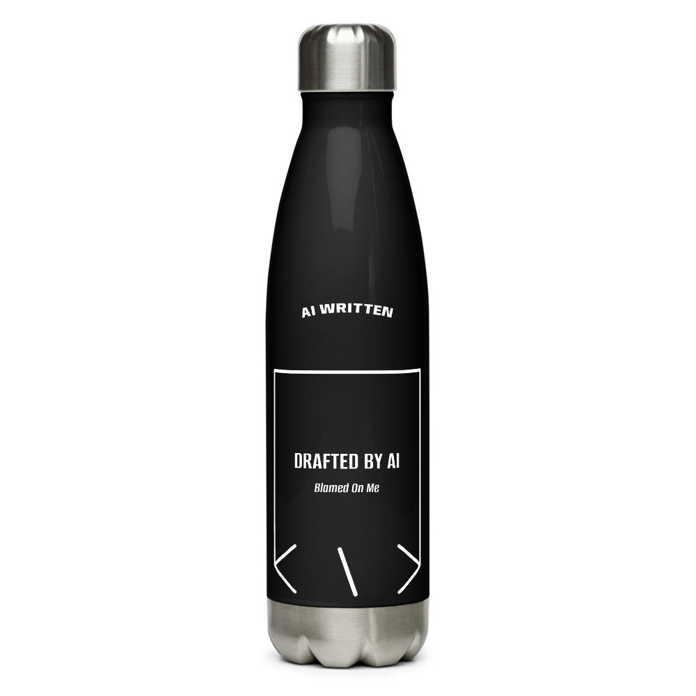 Drafted By AI — Black White back mockup (17 oz)