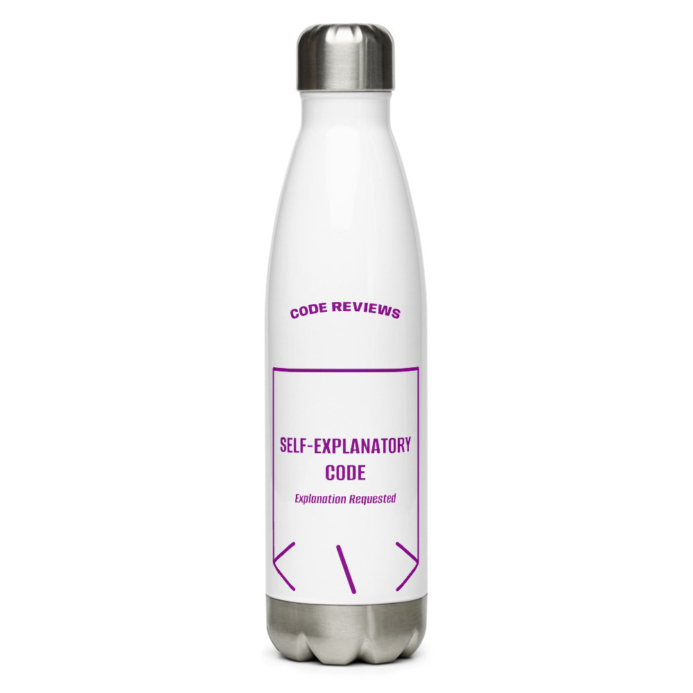 Self-Explanatory Code — White Purple back mockup (17 oz)