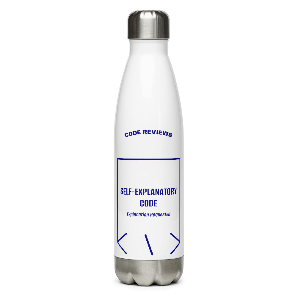 Self-Explanatory Code — White Navy back mockup (17 oz)