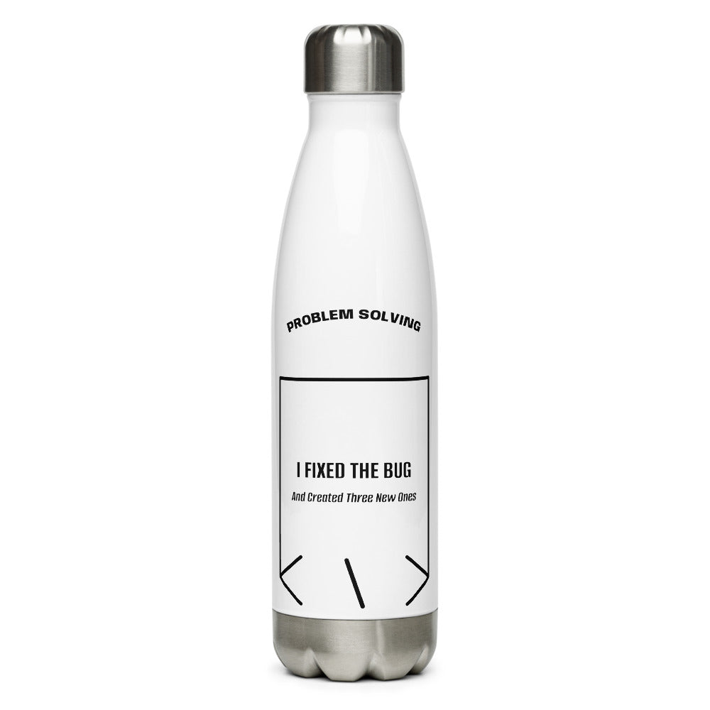 I Fixed The Bug — White Black back mockup (17 oz)