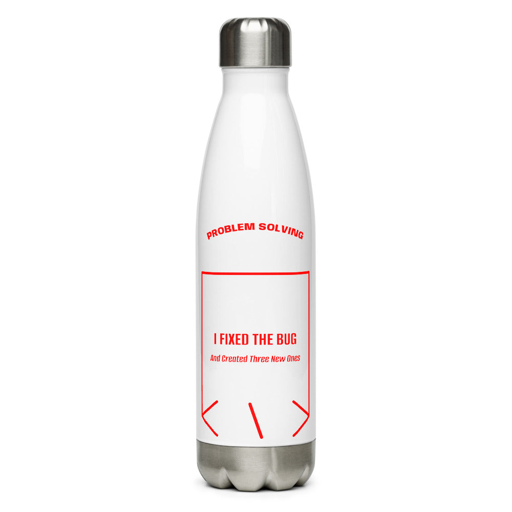 I Fixed The Bug — White Red back mockup (17 oz)