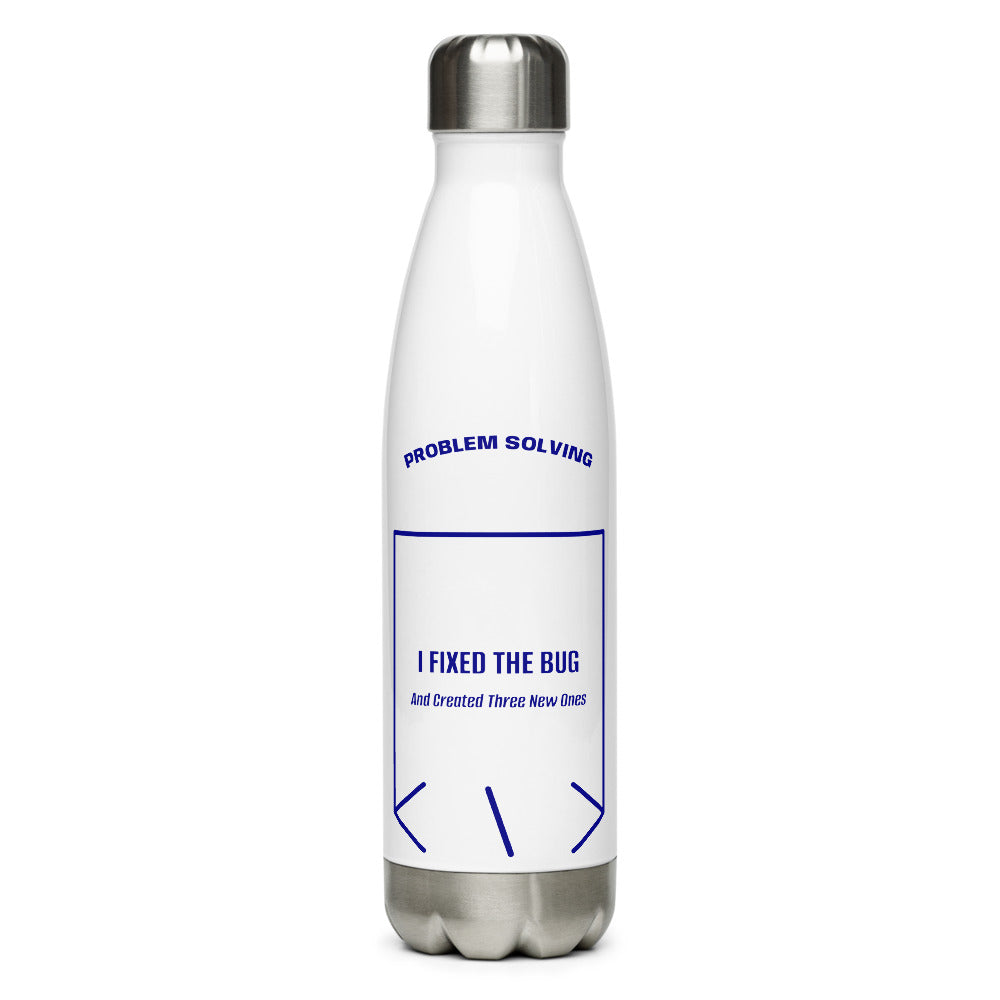 I Fixed The Bug — White Navy back mockup (17 oz)