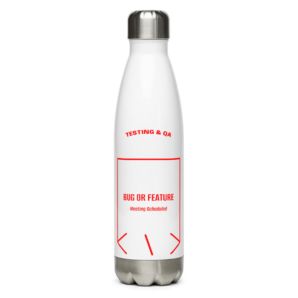 Bug Or Feature — White Red back mockup (17 oz)
