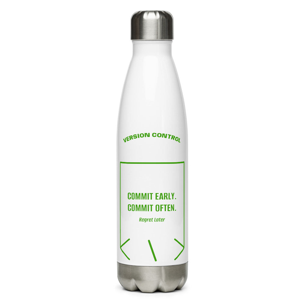 Commit Early. Commit Often. — White Green back mockup (17 oz)