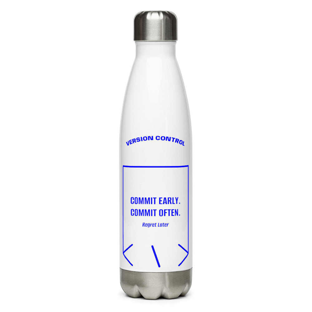 Commit Early. Commit Often. — White Blue back mockup (17 oz)