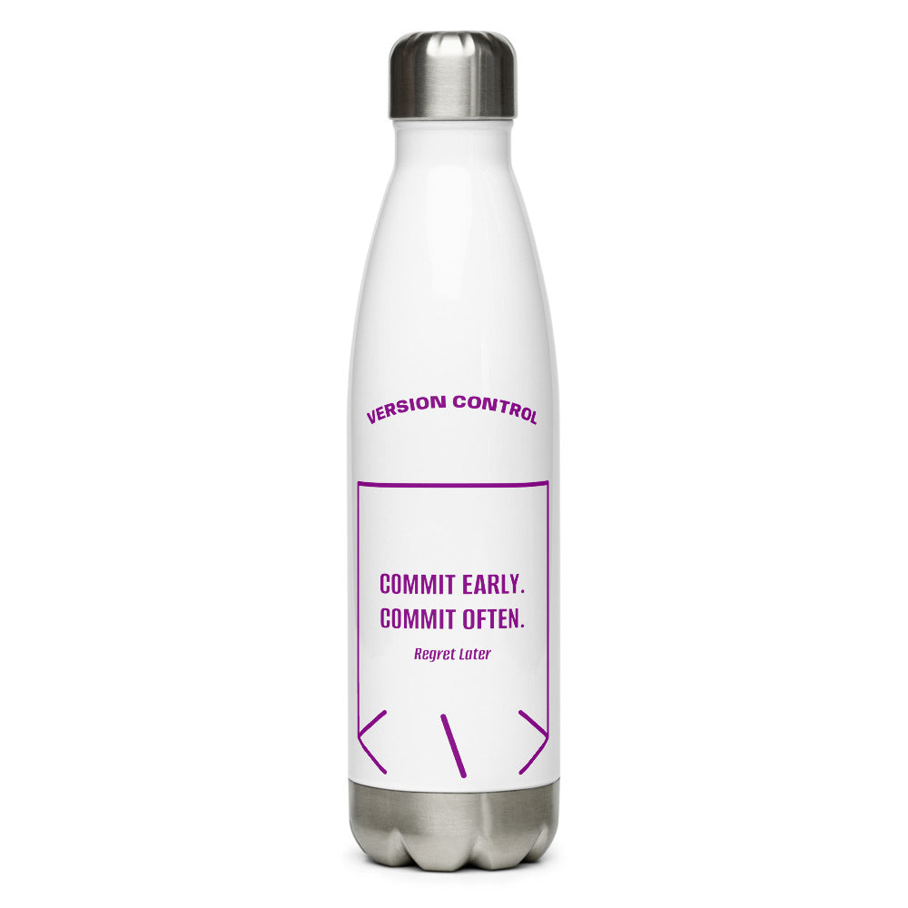 Commit Early. Commit Often. — White Purple back mockup (17 oz)