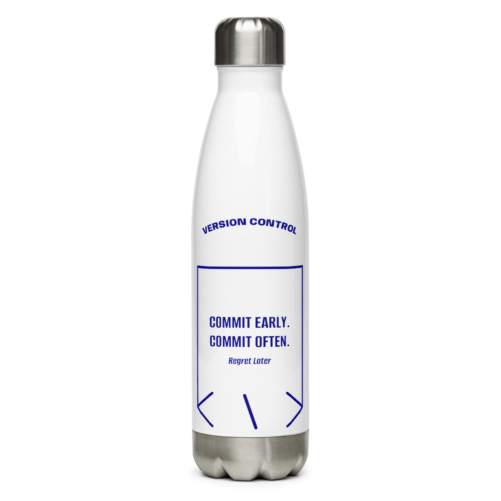 Commit Early. Commit Often. — White Navy back mockup (17 oz)
