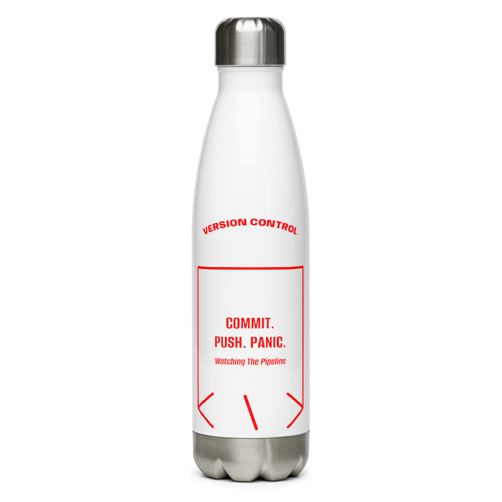 Commit. Push. Panic. — White Red back mockup (17 oz)