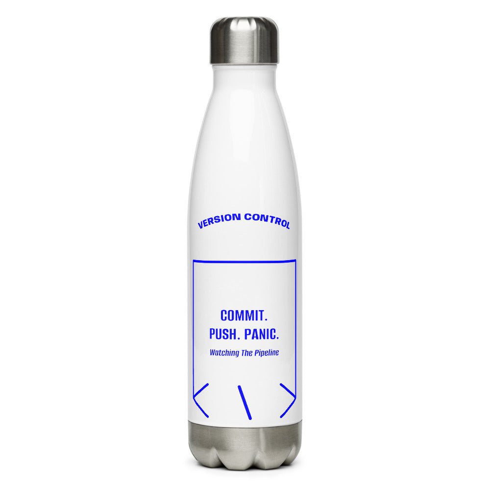 Commit. Push. Panic. — White Blue back mockup (17 oz)