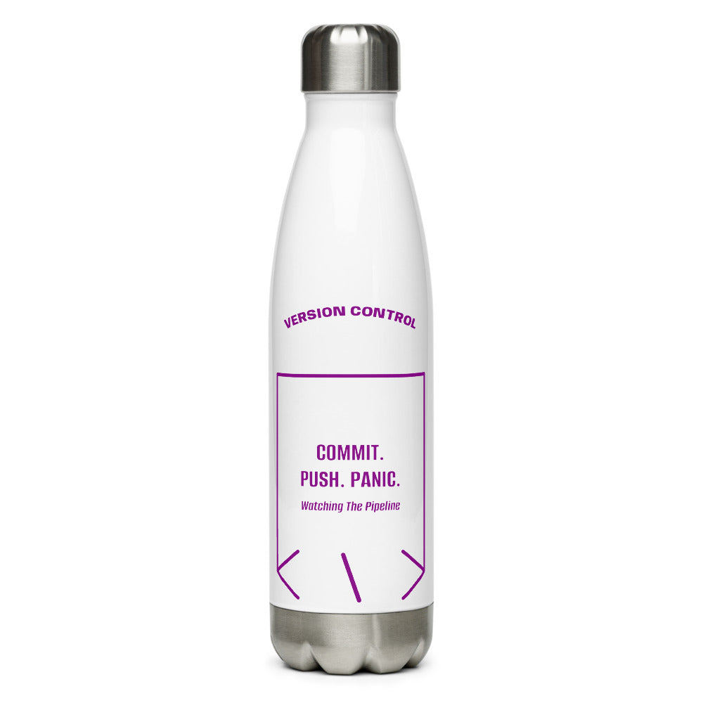 Commit. Push. Panic. — White Purple back mockup (17 oz)
