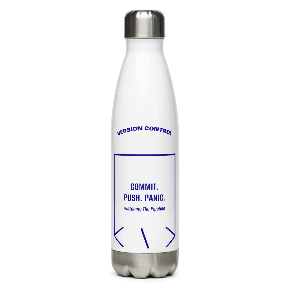 Commit. Push. Panic. — White Navy back mockup (17 oz)